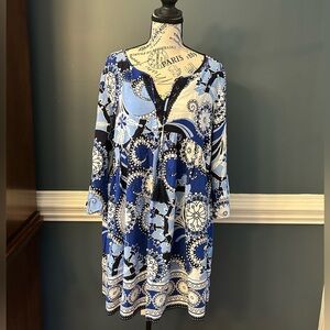 Crown & Ivy 
Blue Paisley Tunic Dress with Tassel Ties